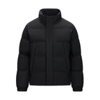 Men's Padded Quilted Jacket with High Stand-Up Collar and Concealed Zip Fashion Glam
