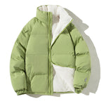 Women's Oversized Puffer Jacket with Teddy Lining, Stand Collar and Patch Pockets Fashion Glam