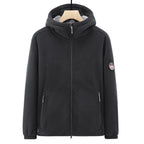 Men's fleece hoodie jacket with teddy lining, two-way zipper and concealed zip pockets Fashion Glam
