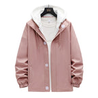 Men's two-layer hooded overlay jacket with contrasting inner hood and elastic cuffs Fashion Glam