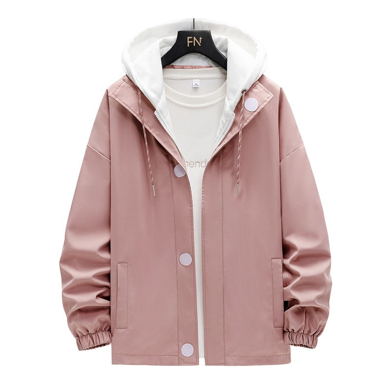 Men's two-layer hooded overlay jacket with contrasting inner hood and elastic cuffs Fashion Glam