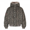 Unisex Oversized Padded Bomber Jacket with Hood and Faux Fur Trim Fashion Glam