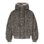 Unisex Oversized Padded Bomber Jacket with Hood and Faux Fur Trim Fashion Glam
