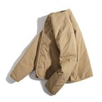 Unisex Lightly Quilted Round Neck Transitional Jacket with Button Placket and Patch Pockets Fashion Glam