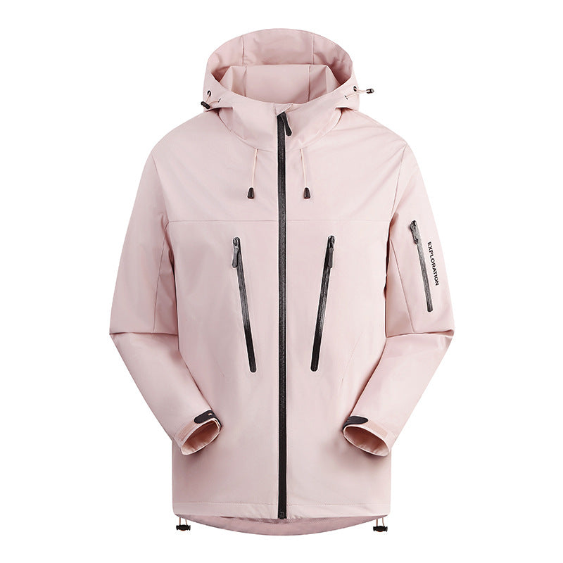 Men's Three-Layer Waterproof Breathable Hardshell Outdoor Jacket with Hood and Sealed Seams Fashion Glam