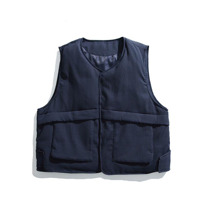 Unisex Padded Hooded Jacket with Removable Vest Insert and Ribbed Texture Fashion Glam