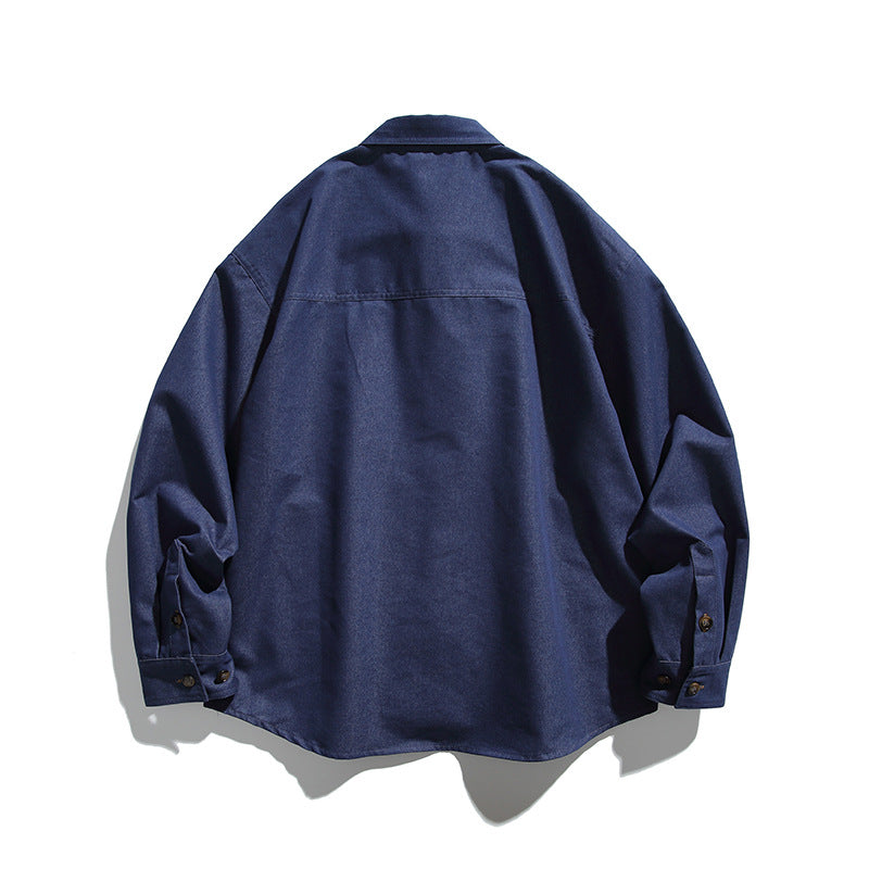 Men's overshirt-jacket in worker look with contrasting leather-look chest pocket Fashion Glam
