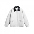 Unisex Boxy transitional jacket with contrasting faux leather collar and concealed zipper Fashion Glam