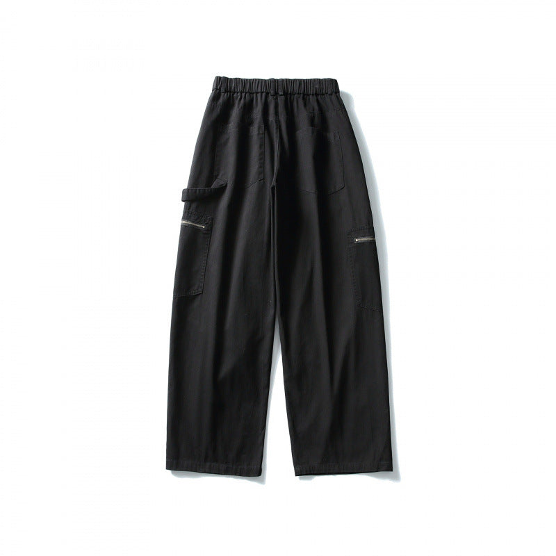 Men's Loose Utility Cargo Pants with Elastic Waistband and Patch Pockets Fashion Glam