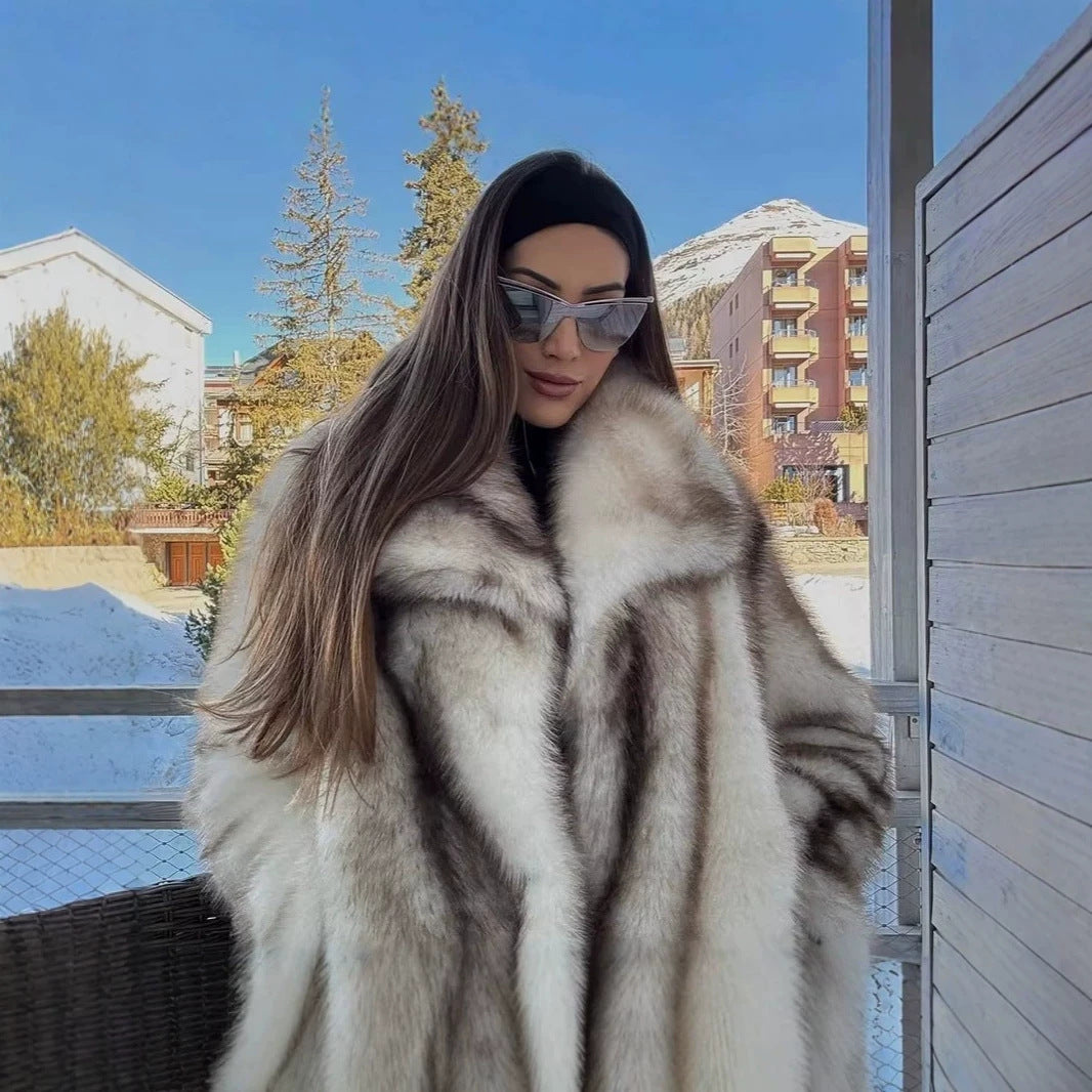 Women's Short Plush Faux Fur Bolero with Wide Shawl Collar and Soft High Pile Fashion Glam