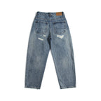 Ladies High-Waist Mom Jeans with wide leg, used wash and destroyed details Fashion Glam