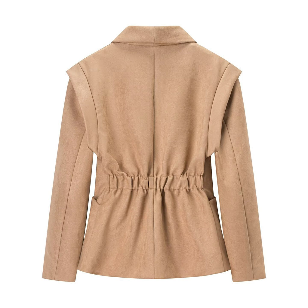 Women Oversized Blazer with Shawl Collar and Patch Pockets Fashion Glam