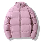 Women's Short Cut Thermal Puffer Jacket with Stand-Up Collar and Minimalist Zipper Front Fashion Glam