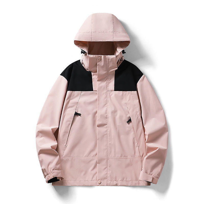 Men's two-tone lightweight softshell outdoor jacket with hood, wind and water-resistant membrane Fashion Glam