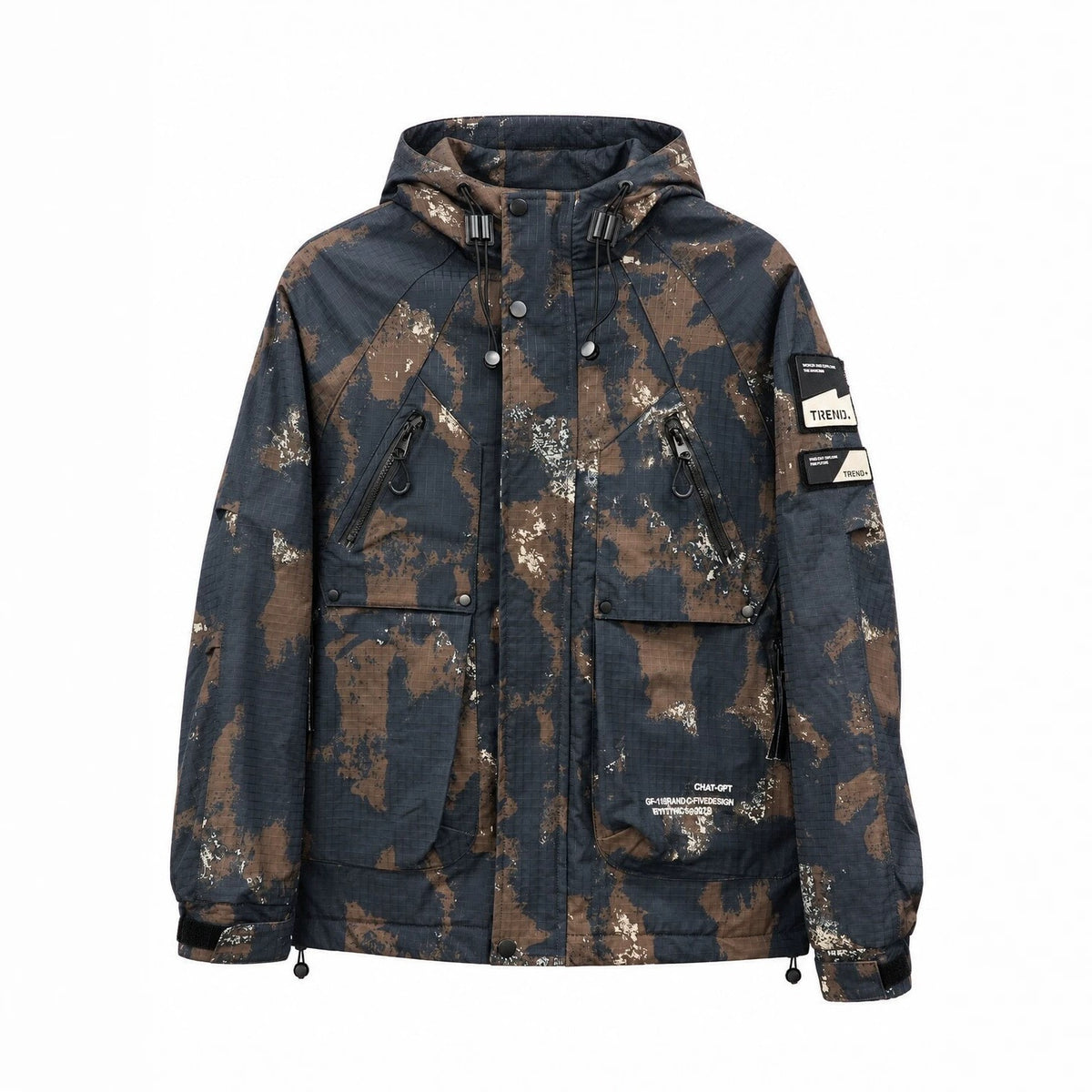 Men's Technical Camouflage Parka with Hood and Ripstop Outer Material Fashion Glam