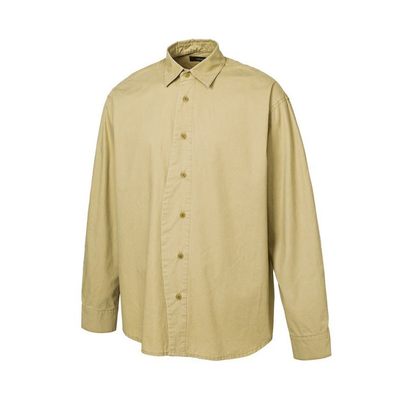 Men's Loose Oversized Shirt made of Cotton Twill with Spread Collar and Relaxed Fit Fashion Glam