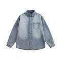 Unisex Oversized Denim Shirt with Washed Look and Chest Pocket Fashion Glam