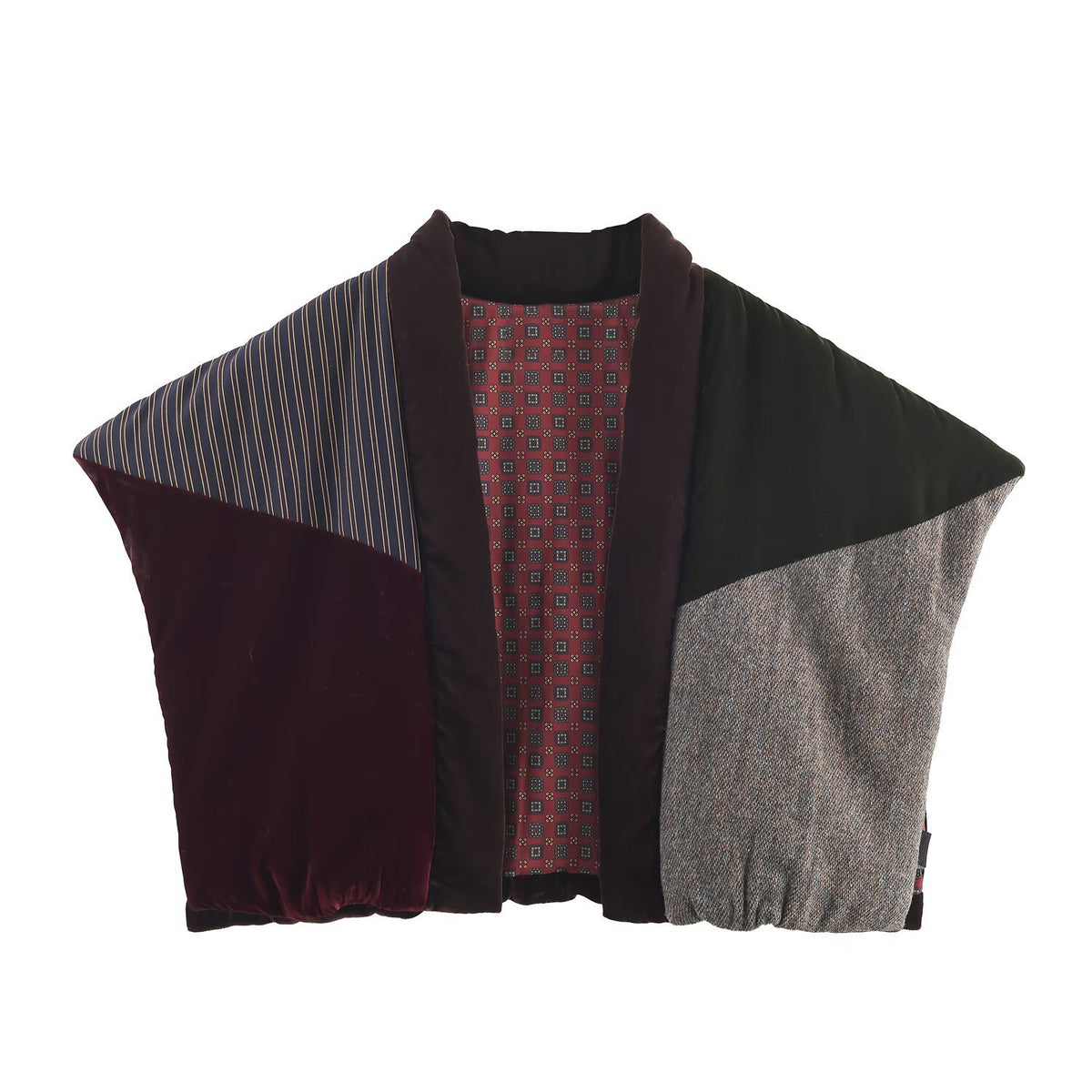 Women's Quilted Patchwork Vest with Voluminous Shawl Collar Fashion Glam