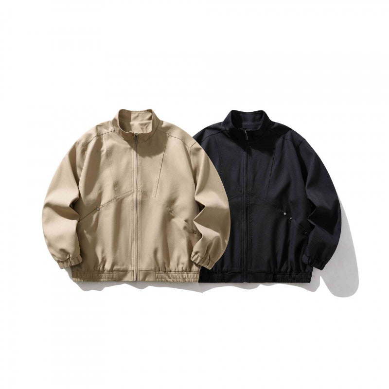 Unisex Light Oversized Zip Jacket in Bomber Style with Stand-up Collar and Elastic Hem Fashion Glam