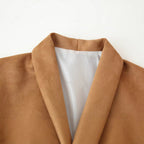 Ladies short blazer made of suede look with shawl collar and rounded hem Fashion Glam