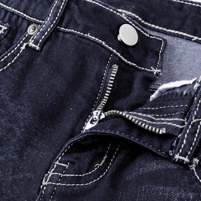 Women's Waist-Defined Bootcut Denim Pants with Decorative Stitching and Slight Flare Fashion Glam