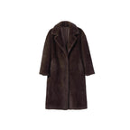 Ladies longer high-pile coat made of faux fur with shawl collar and casual cut Fashion Glam
