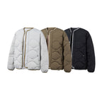 Unisex Kastig padded short jacket with circular quilting, round neckline and contrast piping Fashion Glam