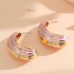 Women Hanging Earrings with Luxurious Gold and Pink Finish Fashion Glam