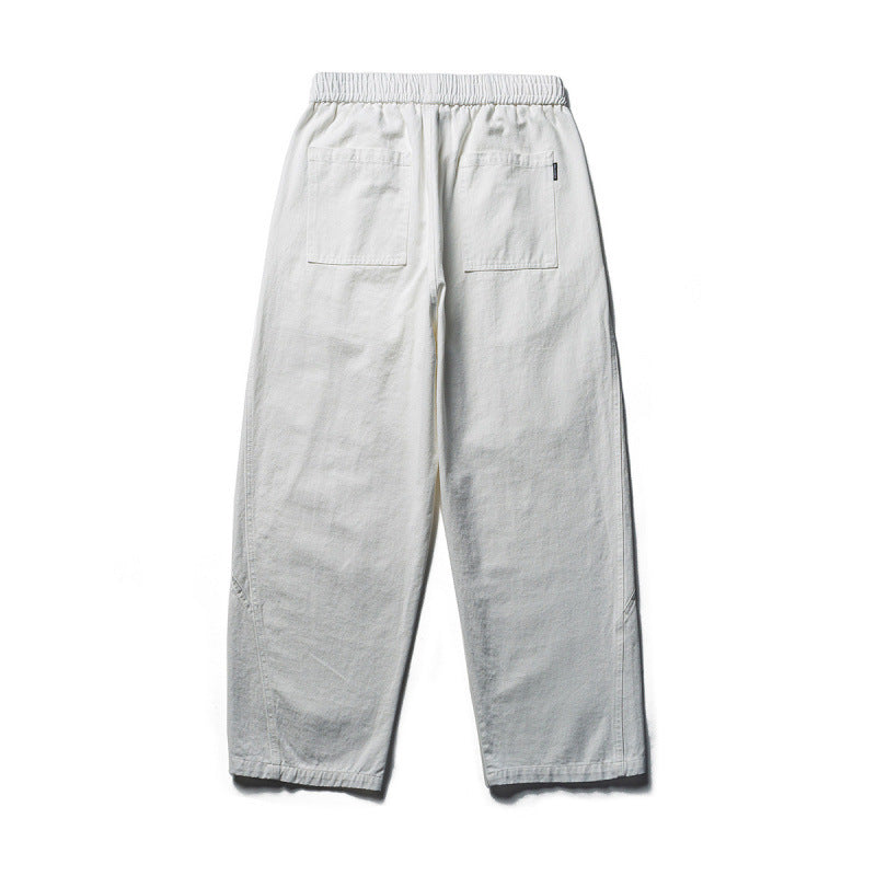 Men's Lightweight Loose-Fit Linen-Cotton Casual Pants with Elastic Waistband, Drawstring and Utility Pockets Fashion Glam