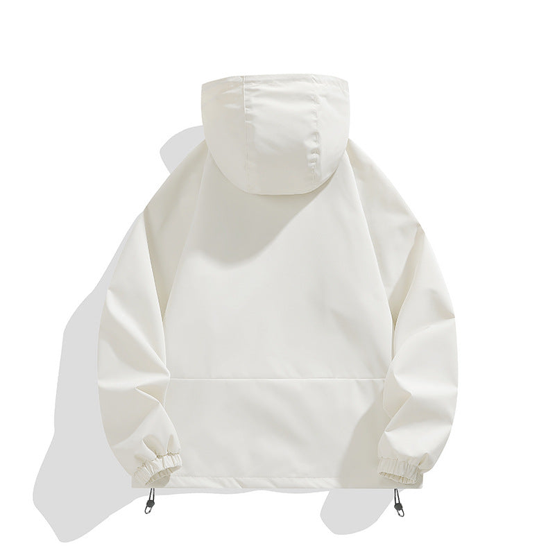 Unisex Lightweight Hooded Windbreaker with Water-Repellent Surface, Zipper Pockets and Drawstring Fashion Glam