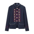 Women’s military-inspired parade jacket with stand-up collar and decorative button placket Fashion Glam
