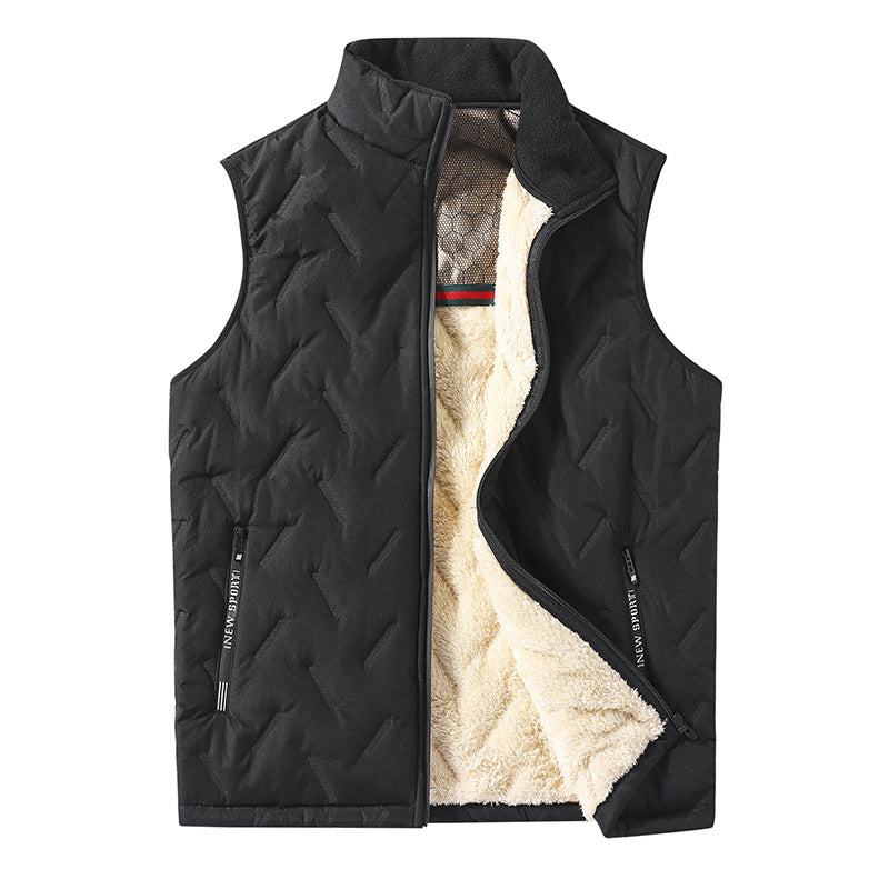 Men's quilted insulation vest with Sherpa lining, wind-resistant exterior and zippered pockets Fashion Glam