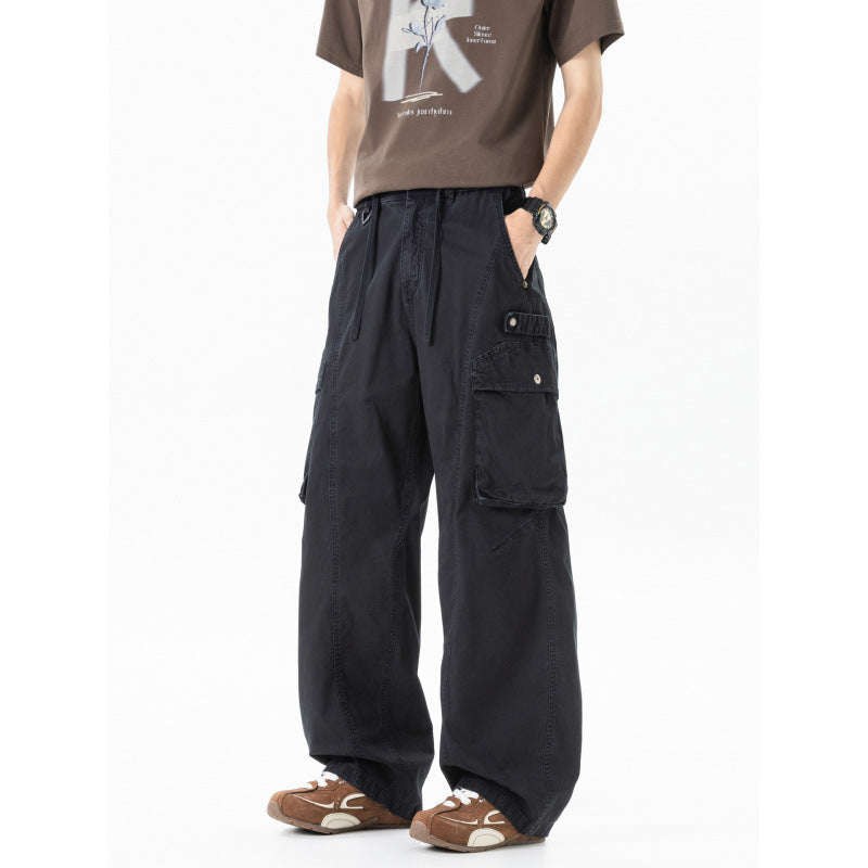 Men's Loose Cargo Pants in Baggy Cut with Utility Pockets and Drawstring Waist Fashion Glam