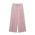 Women's High-Waisted Culotte Pants with Wide Leg, Drawstring and Front Slit Fashion Glam