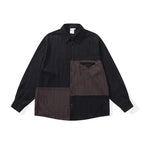 Unisex Oversized Shirt Jacket in Patchwork Look with Kent Collar and Chest Pocket Fashion Glam
