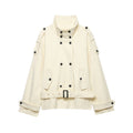 Women’s short coat in trench coat style with double breasted and waist belt Fashion Glam