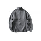 Unisex Ribbed Zip Cardigan with Stand-Up Collar Fashion Glam