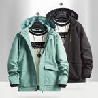Men's waterproof city outdoor jacket with hood, concealed zipper and cargo pockets Fashion Glam