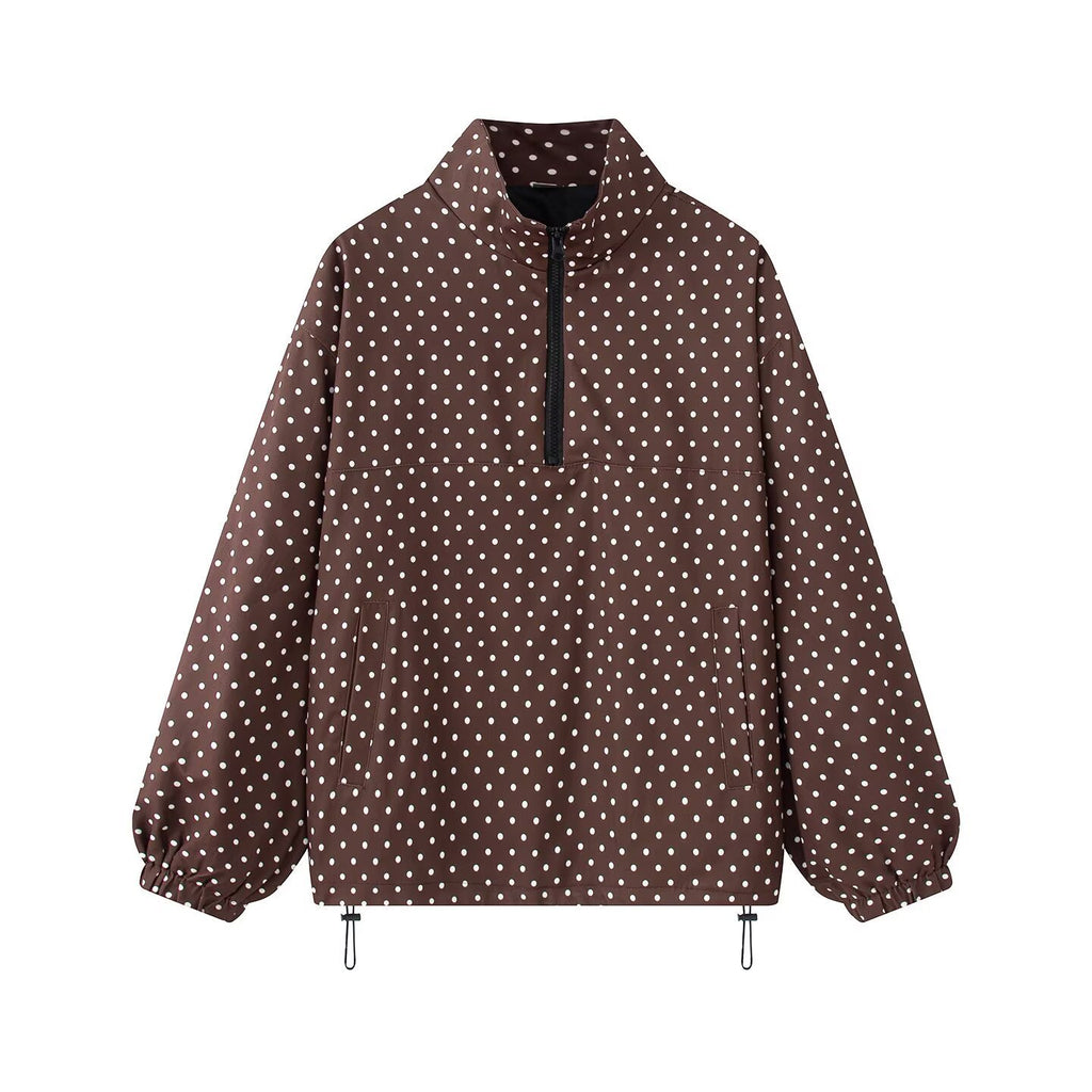 Women's Oversize Rain Anorak with Half Zip, Kangaroo Pocket and Drawstring Hem Fashion Glam
