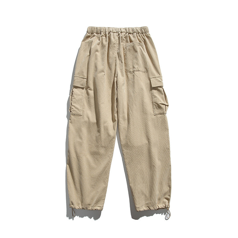 Men's Baggy Cargo Pants with Elastic Waistband, Utility Pockets and Drawstring Closure Fashion Glam