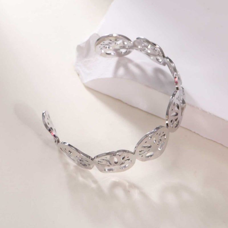 Women's Open Bangle in Modern Bamboo Design Fashion Glam