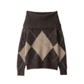 Women's Oversized Knit Sweater with Turtleneck and Diamond Pattern Fashion Glam