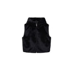 Women’s sleeveless teddy vest with hood and zipper Fashion Glam