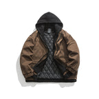 Men's Two-Layer Utility Jacket with Integrated Hood Inner Layer and Flap Pockets Fashion Glam