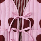 Women quilted vest with heart appliqués and ties Fashion Glam