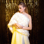 Ladies Sleeveless Faux Fur Shoulder Cape with Dense Plush and Asymmetric Cut Fashion Glam