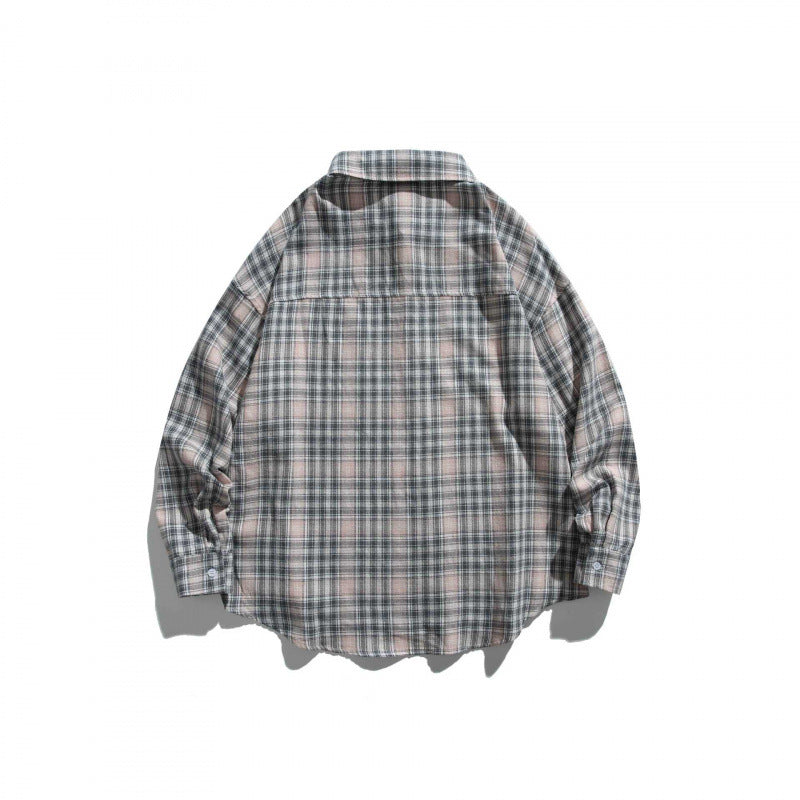 Unisex Oversize Check Shirt Jacket in Boxy Cut with Chest Pocket and Rounded Hem Fashion Glam