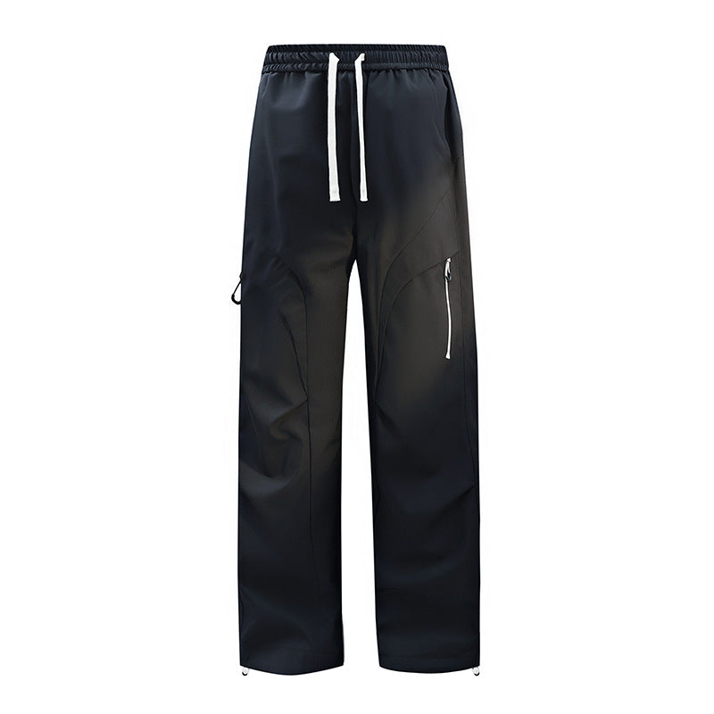 Unisex Water-repellent technical Cargo pants with wide leg, zip pockets and drawstring Fashion Glam