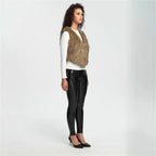 Women's Cropped Faux Fur Vest with Natural Shaggy Texture and V-Neck Fashion Glam