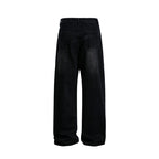 Women's Wide High-Waist Denim Pants with Curved Front Pockets Fashion Glam